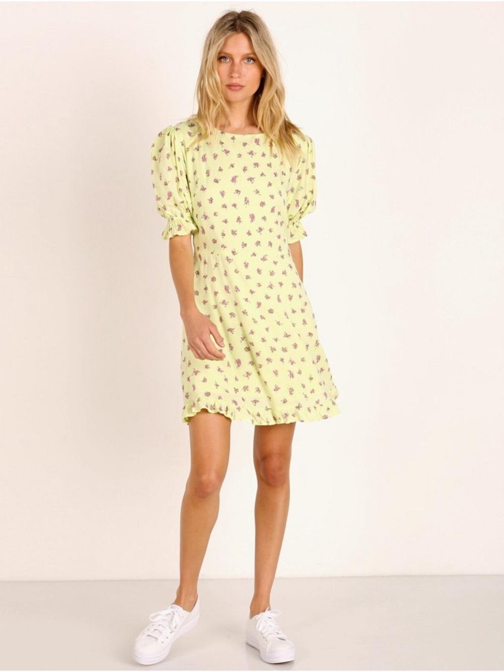 Faithfull The Brand Florence Floral Puff Sleeve Mini Dress XSmall